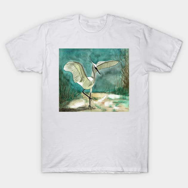 Egret T-Shirt by HandLu
